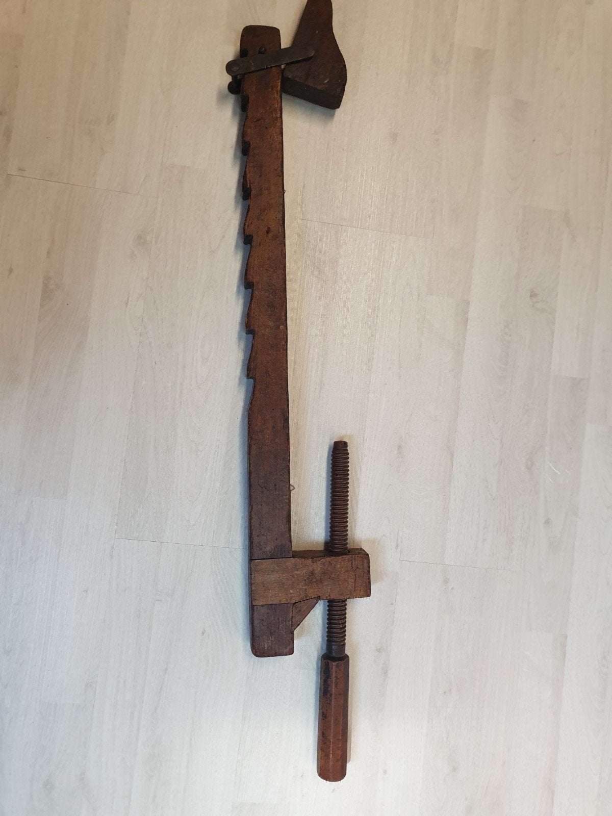Antieke houten lijmklem - Vintage timmermansgereedschap, Ophalen
