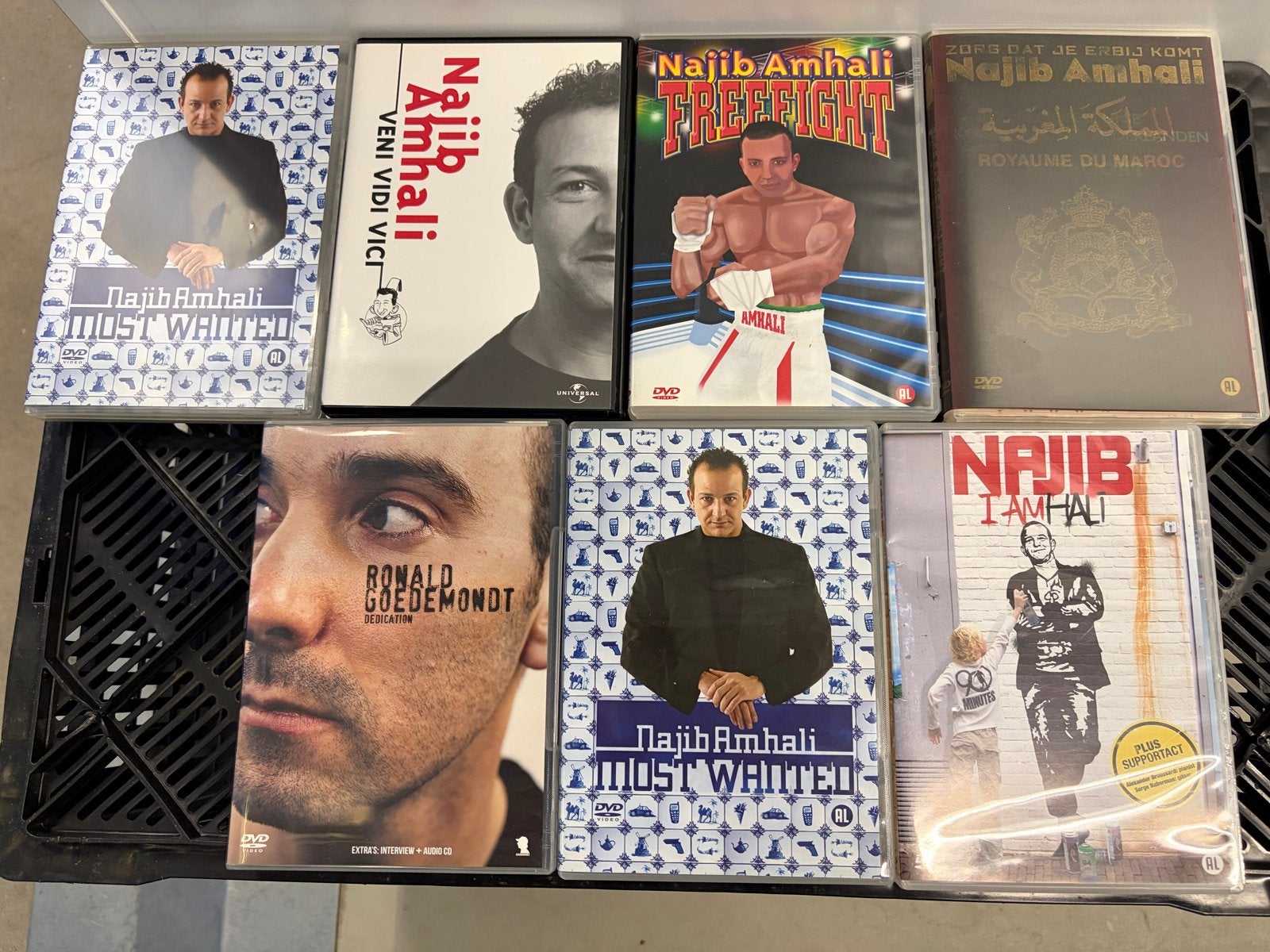 DVD Collectie: 6x Najib Amhali & 1x Ronald Goedemondt, Cd's en Dvd's, Vanaf 9 jaar, Ophalen of Verzenden, Gebruikt, Stand-up of Theatershow