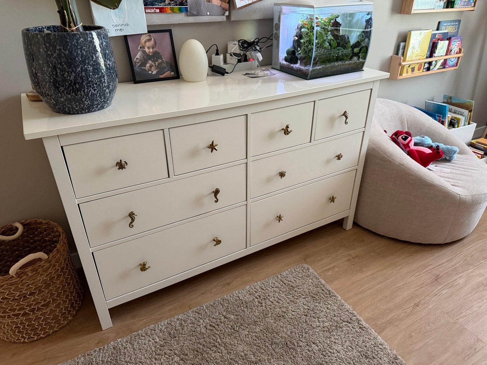 Witte ladekast IKEA Hemnes, Ophalen, Gebruikt, 100 tot 150 cm, Met lade(s)