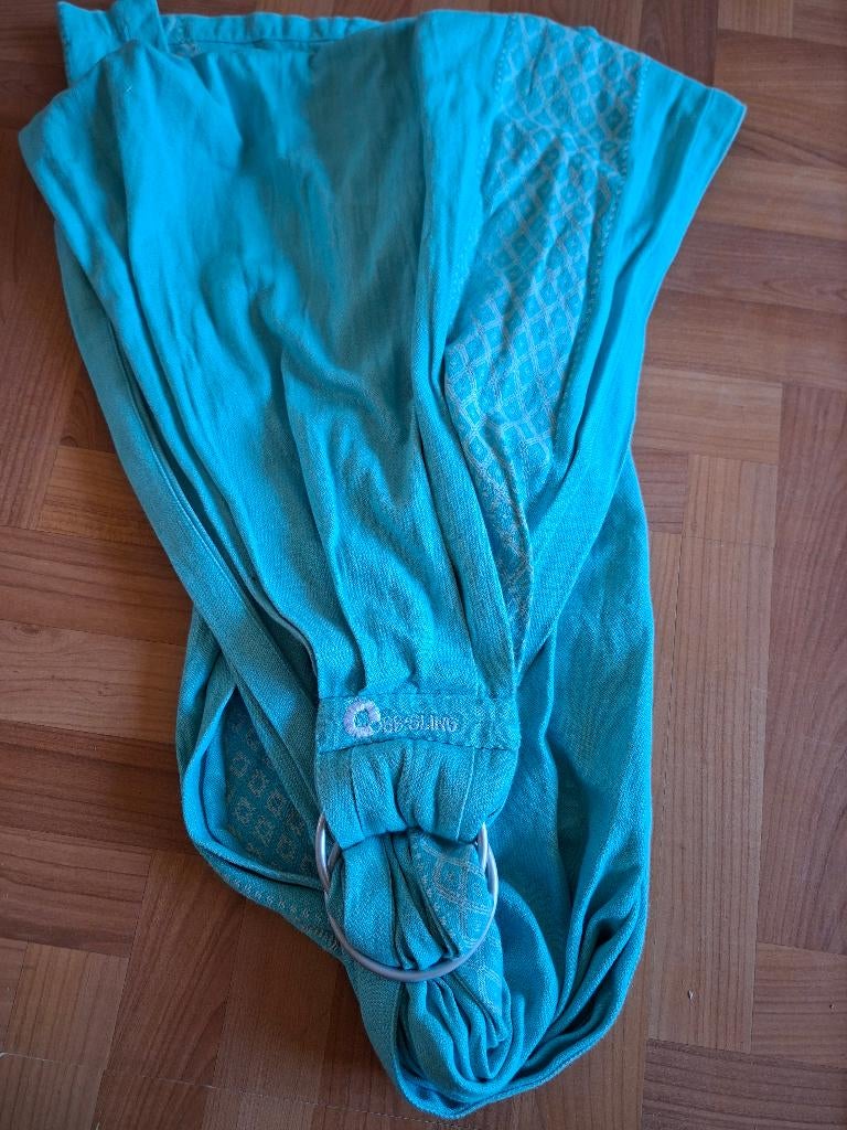 Ringsling BB-sling draagdoek katoen turqoise blauw, Overige merken, Zij, Draagdoek, Gebruikt