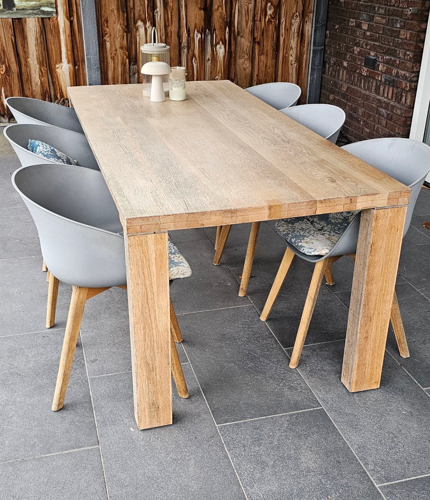 Tafel(buiten) incl 6 stoelen, Ophalen, Gebruikt, Eikenhout, 200 cm of meer