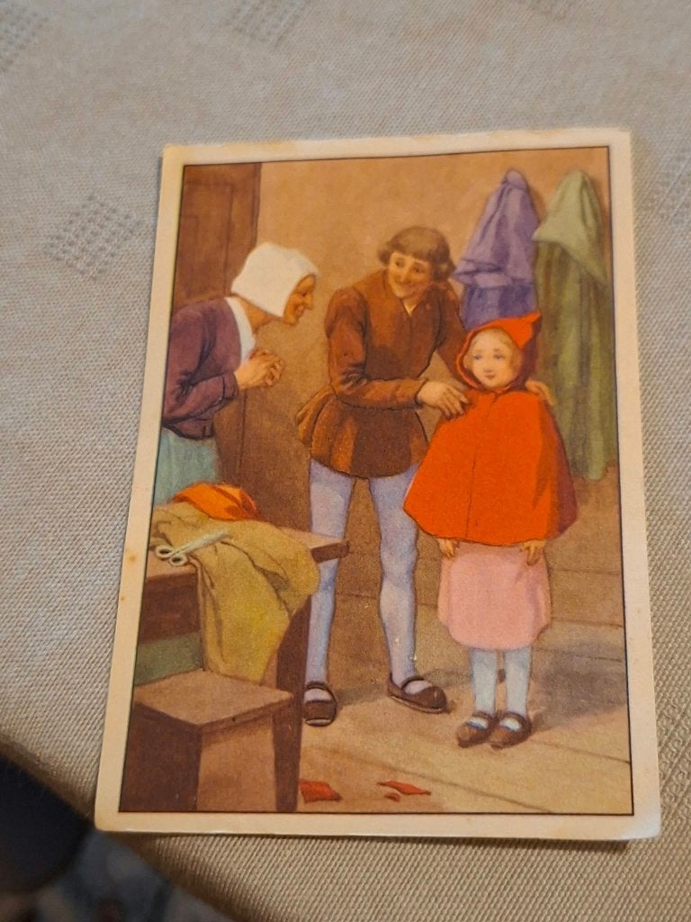 Prentje/Chromo : Roodkapje / De sprookjes van Perrault, Gebruikt, Ophalen of Verzenden, 1940 tot 1960, Prent