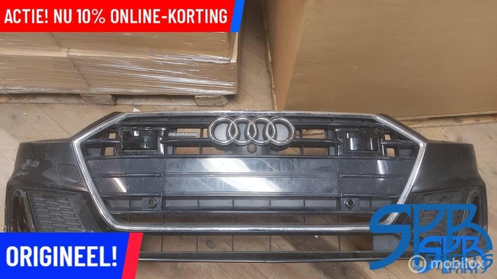 AUDI A7 4K8 S-Line VOORBUMPER GRILL GRILLE COMPLEET PDC SRA, Audi, Gebruikt, Voor, Bumper