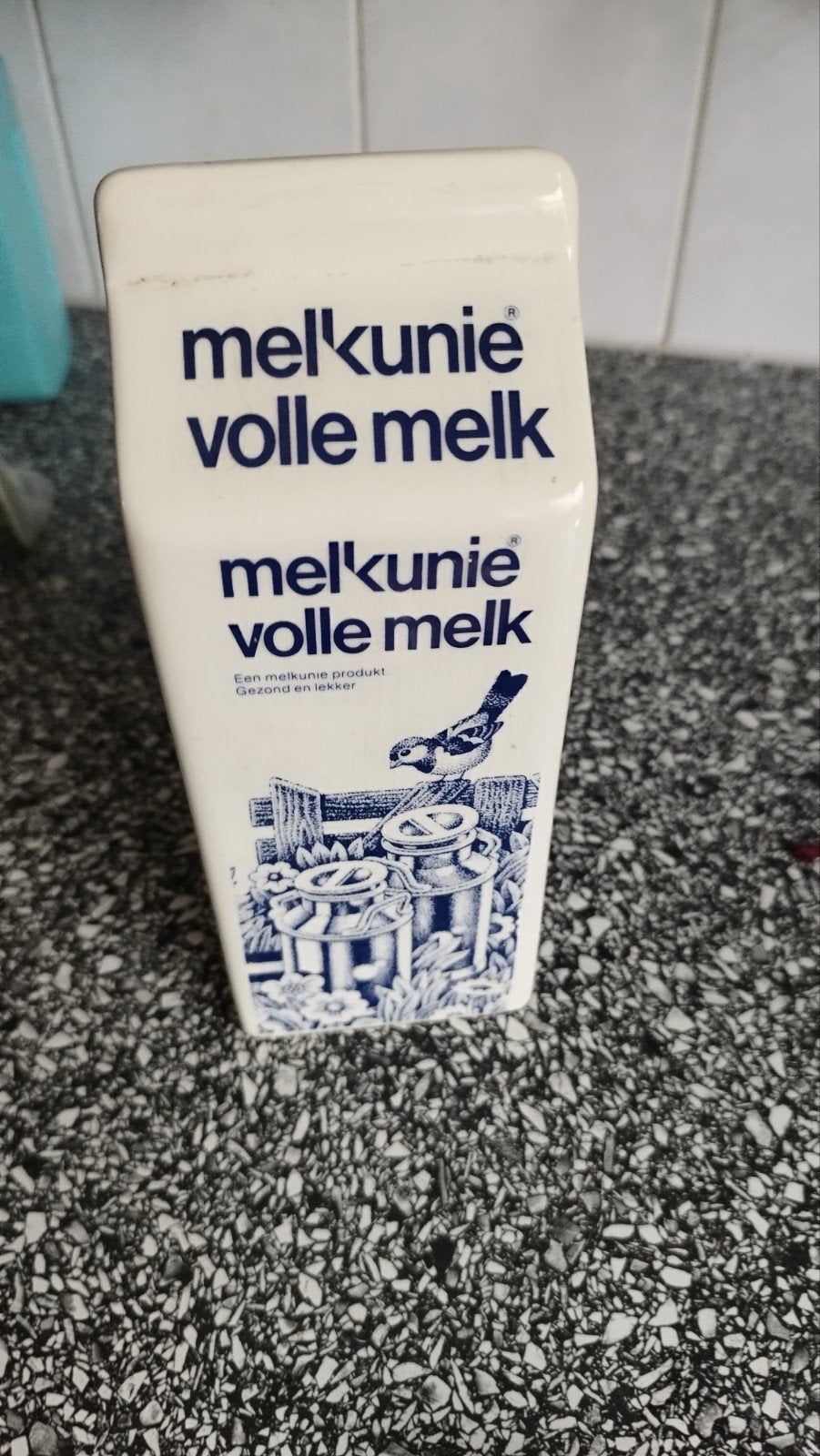 Melkunie spaarpot - vintage melkpak design, Ophalen of Verzenden, Gebruikt