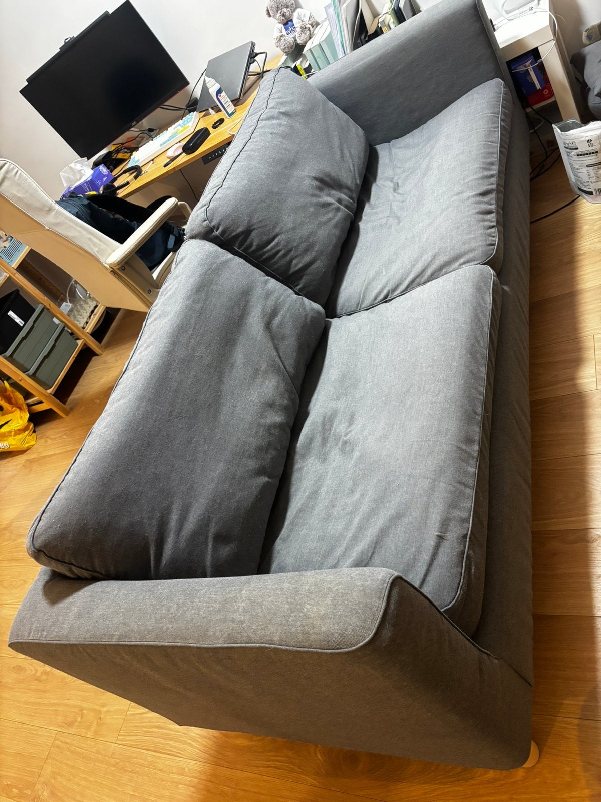 IKEA PÄRUP 2.5-zitsbank grijs – gebruikt, nog prima, Ophalen, Tweepersoons, 75 tot 100 cm, Zo goed als nieuw