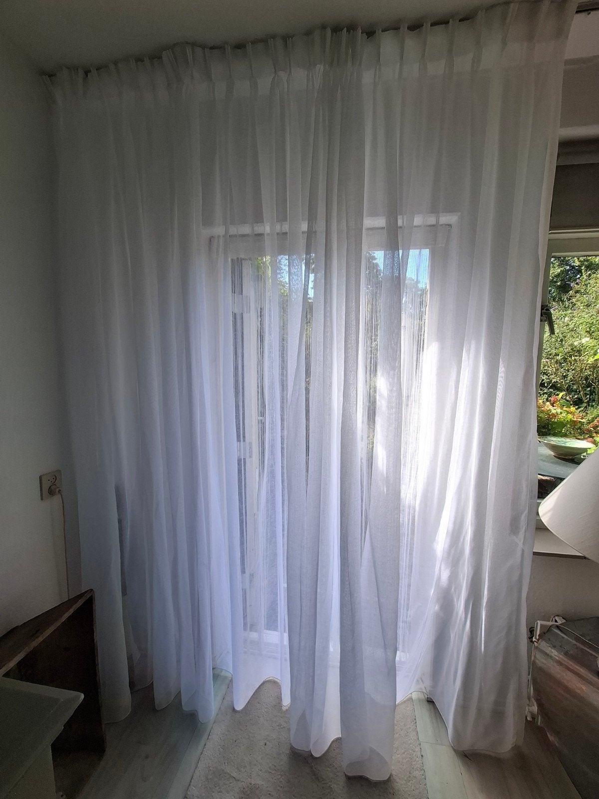 Transparante witte gordijnen, 550x260 cm, dubbele plooi, Overige merken, 225 cm, Wit, Nieuw