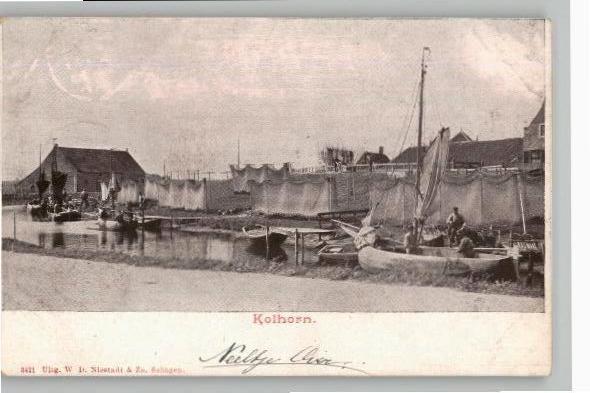 Kolhorn Haven met vissersboten en zeldzaam stempel zie info
