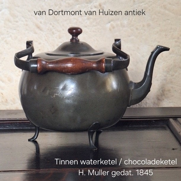 Tinnen waterketel / chocoladeketel 19e eeuw, Ophalen of Verzenden