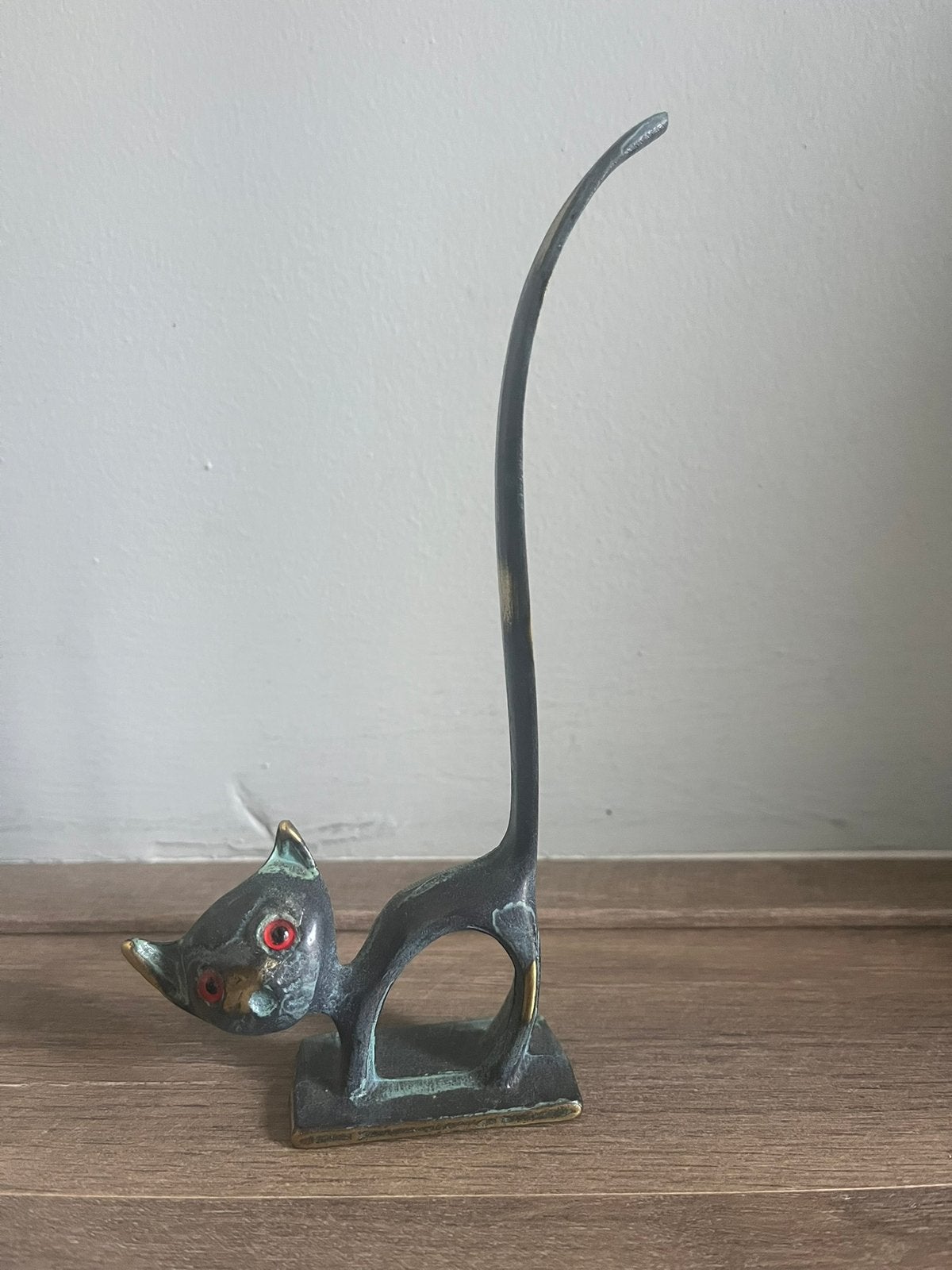 ringhouder kat, Ophalen of Verzenden, Beeld, Blauw, Metaal