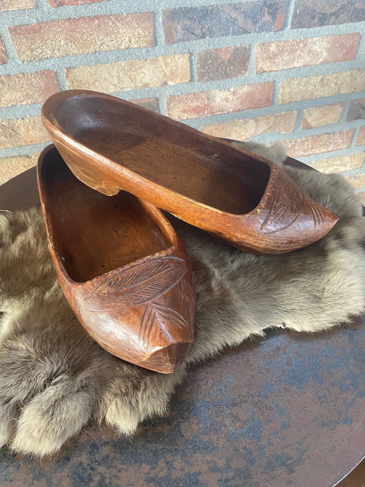 Brocante oude Franse houten dames klompen, Ophalen of Verzenden