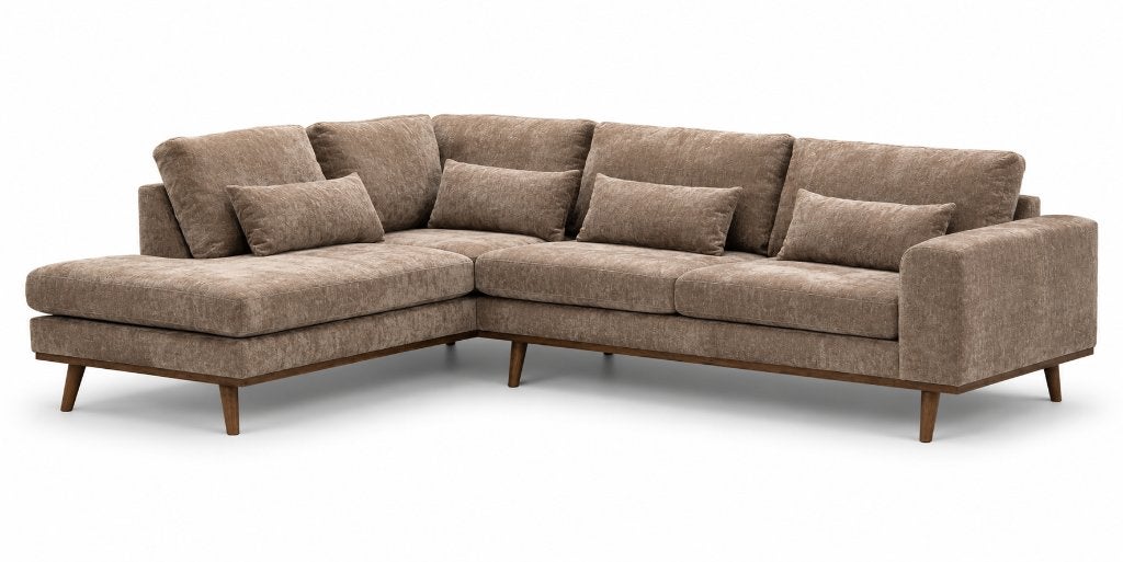 hoekbank japandi beige bruin uit voorraad leverbaar **NEW**, Ophalen, Nieuw, Stof, Japandi