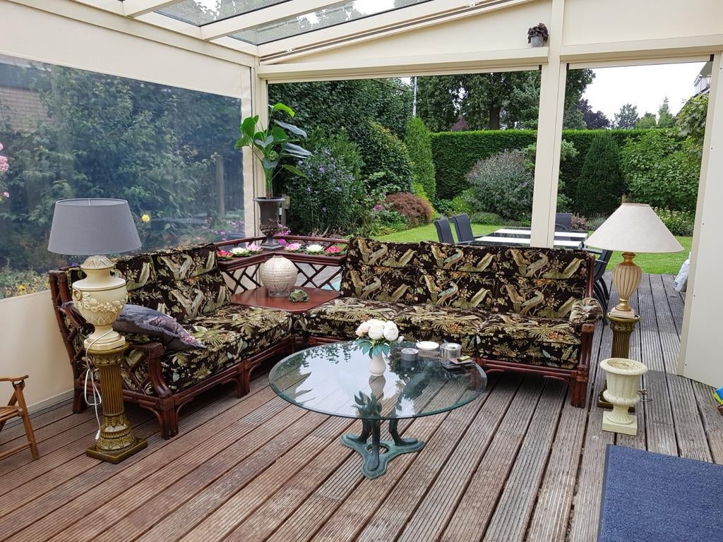 Hoekbank rotan / lounge set   KOOPJE !, Tuin en Terras, Tuinsets en Loungesets, Ophalen, 5 zitplaatsen, Gebruikt, Rotan