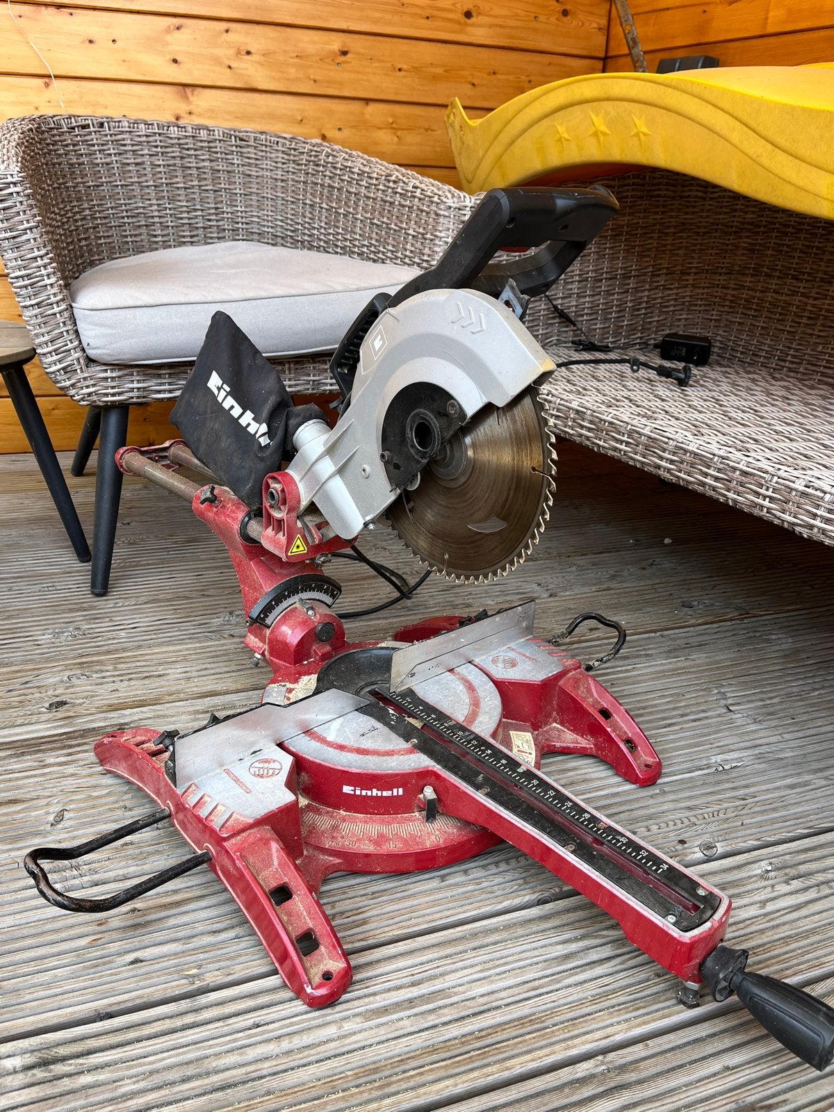 Einhell Afkortzaag met 3 extra zaagbladen, Ophalen, Gebruikt, Afkortzaag, 30 tot 70 mm