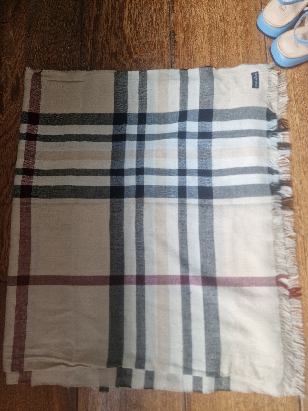 Fraas geruite sjaal - Beige, zwart, rood, Ophalen of Verzenden
