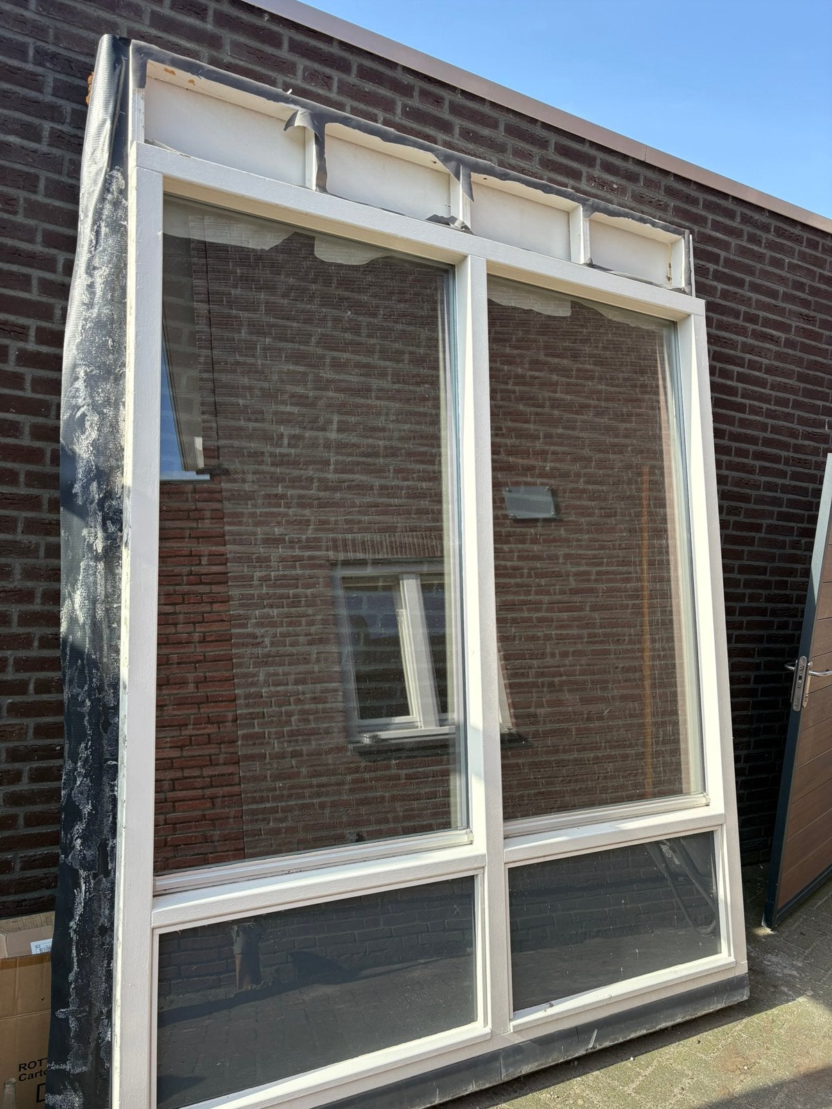 Hardhouten kozijn met dubbel glas 2009/ afscheidingswand, Ophalen, Raamkozijn, Zo goed als nieuw, 150 tot 225 cm
