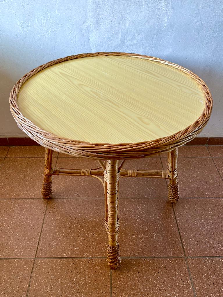 rieten tafel, Overige materialen, Gebruikt, Rond, 55 tot 75 cm