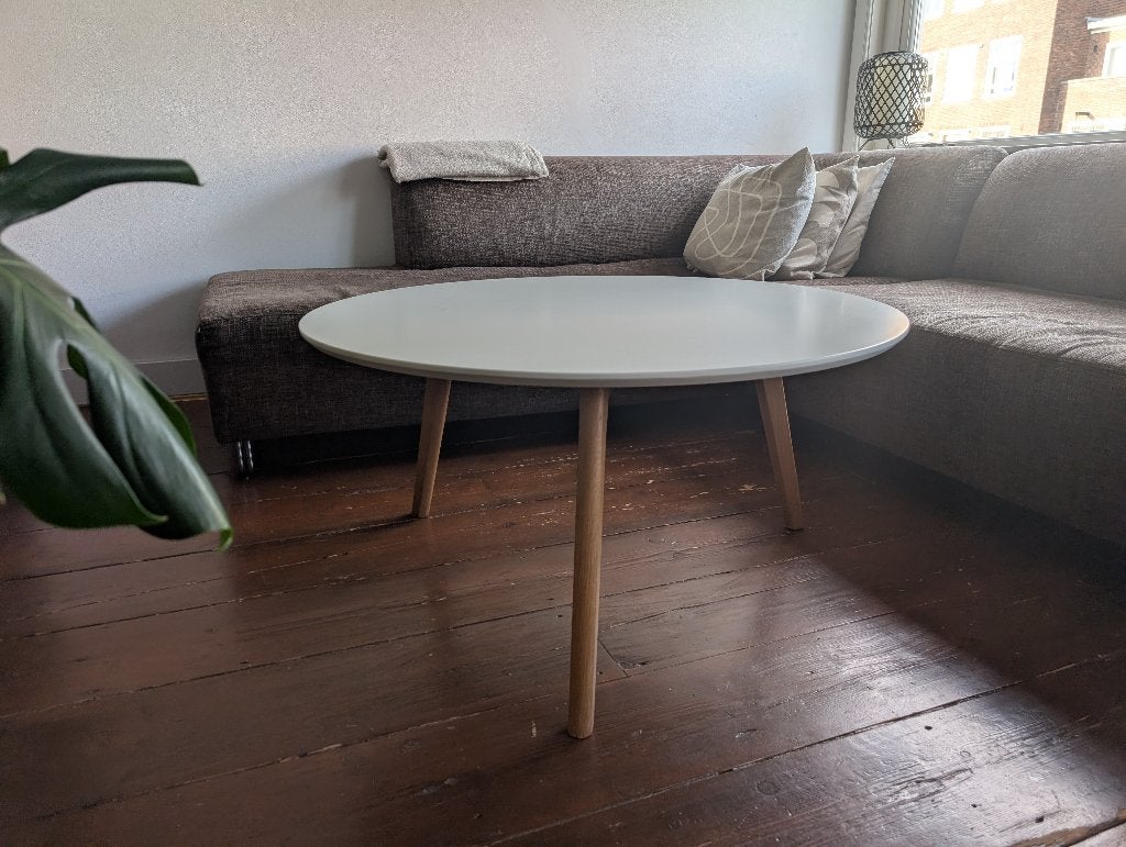 Ronde salontafel Scandinavische stijl, Huis en Inrichting, Tafels | Salontafels, Ophalen, 50 tot 100 cm, Rond, Scandinavisch