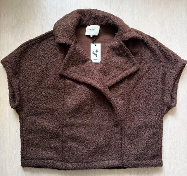 NIEUW Oversized teddyvest met kapmouwtjes maat L, Bruin, Maat 42/44 (L), Nieuw, Ophalen of Verzenden