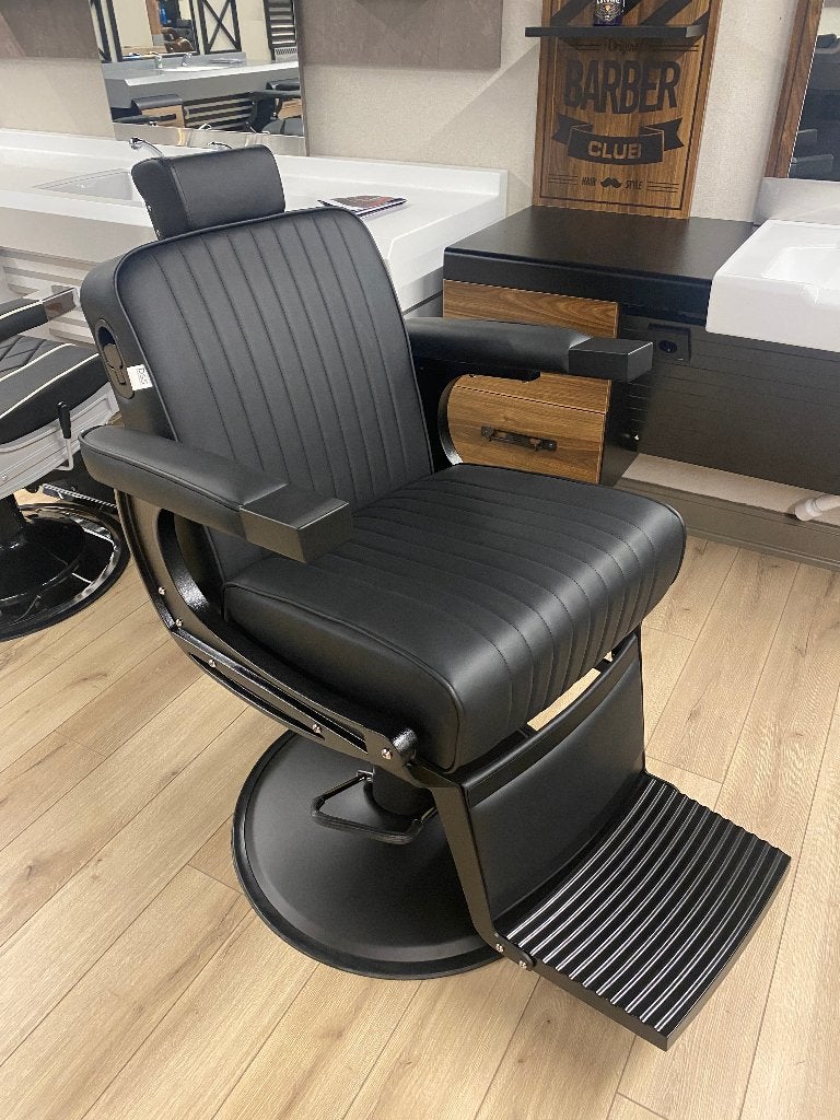 Barbierstoel Firtina heren knip stoel barbiershop baard trim, Overige materialen, Zwart, Nieuw, Vijf, Zes of meer stoelen