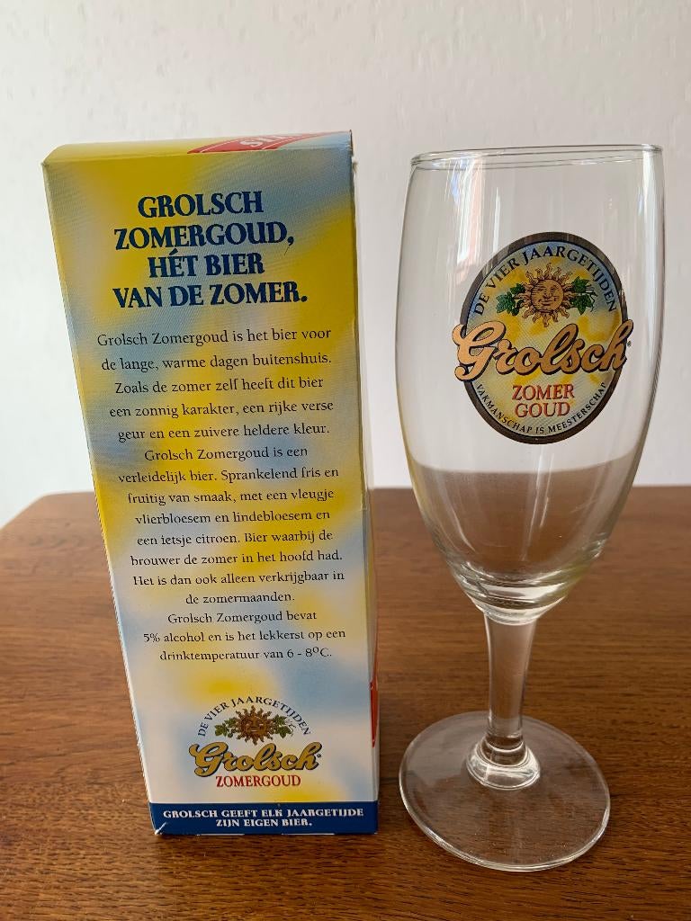 Bierglas "Grolsch" 'Zomer Goud' in Doos Nieuw, Verzamelen, Biermerken, Ophalen of Verzenden, Nieuw, Glas of Glazen, Overige merken