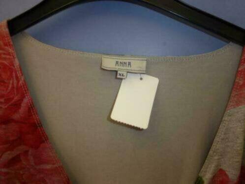 Anna Van Toor grijze jurk + grote rode bloemen mt XL 30883, Anna van Toor, Anna van Toor, ., Maat 46/48 (XL) of groter
