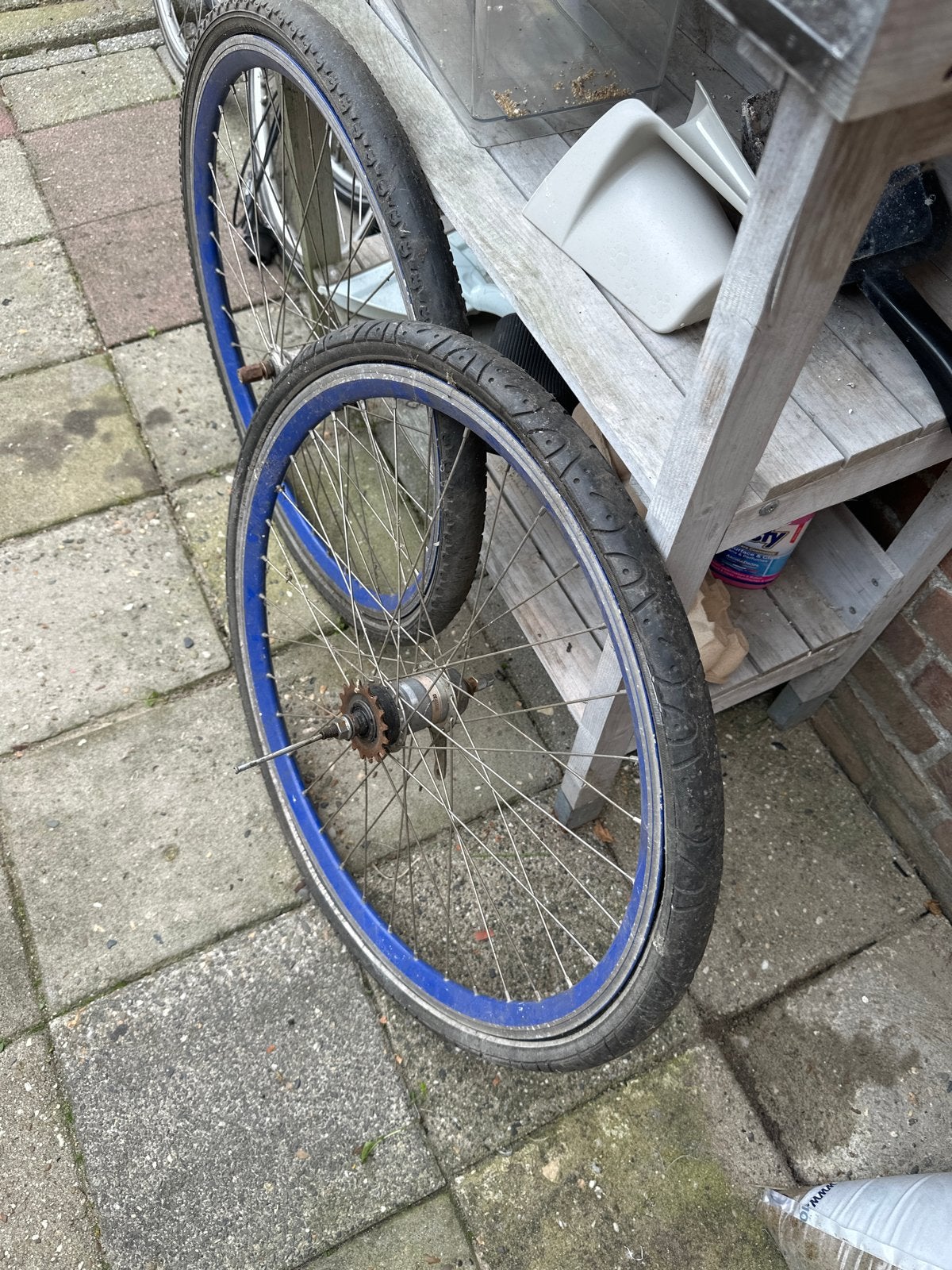 26 inch achterwielen met terugtraprem en 3 versnellingen, Ophalen of Verzenden, Gebruikt, Stadsfiets, Wiel