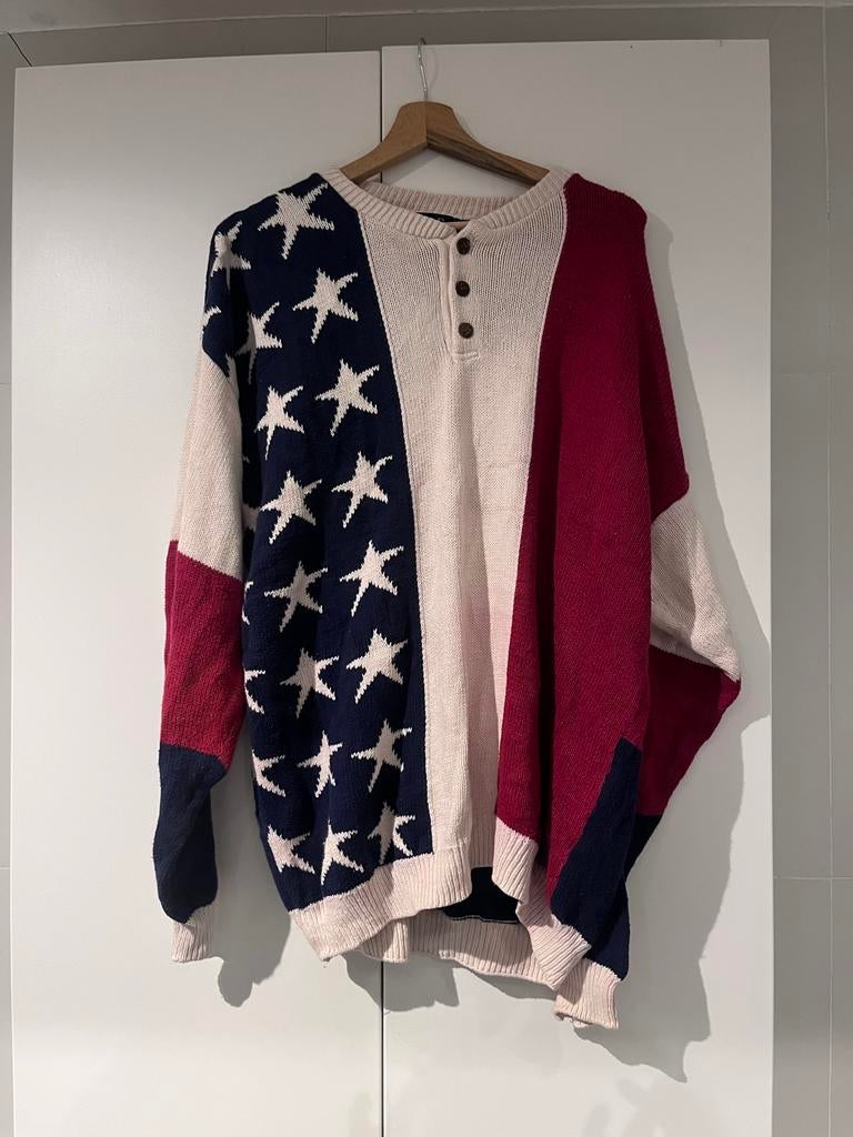 Old Glory trui met Amerikaanse vlag patroon - Maat L, Ophalen of Verzenden, Gedragen, Maat 52/54 (L), Rood