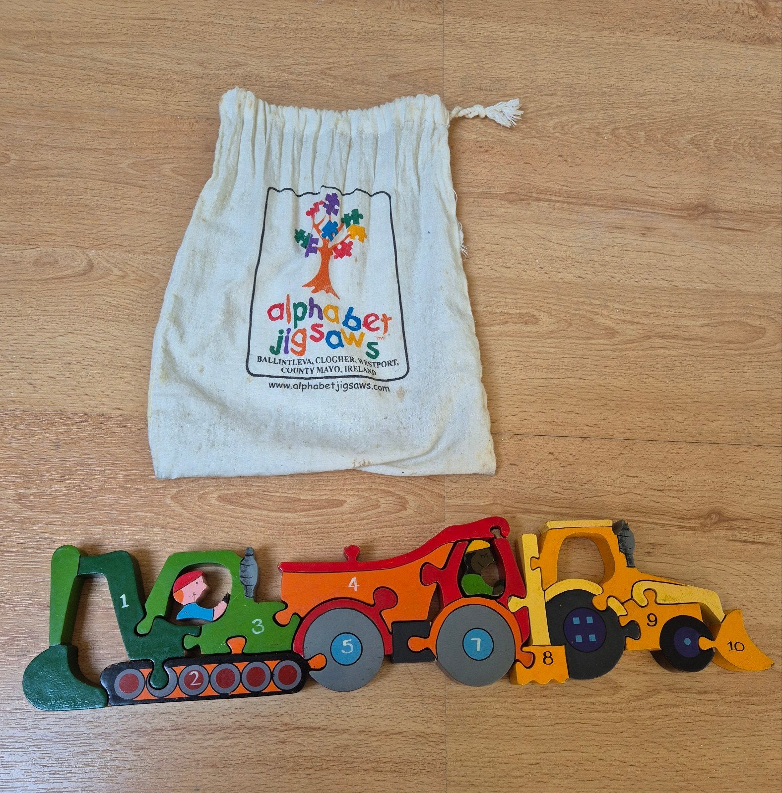 Alphabet Jigsaws Cijfer Bouwvoertuigen Puzzel, 2 tot 4 jaar, Gebruikt, 10 tot 50 stukjes, Ophalen of Verzenden