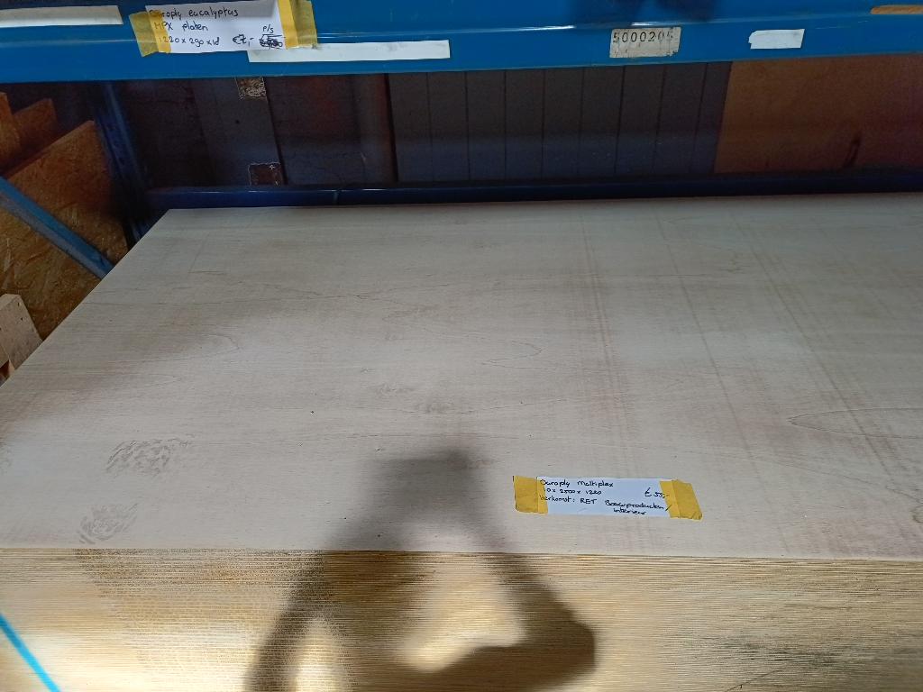 Duraply multiplex platen 2500 x 1220mm, Ophalen, Zo goed als nieuw, Multiplex, Minder dan 20 mm