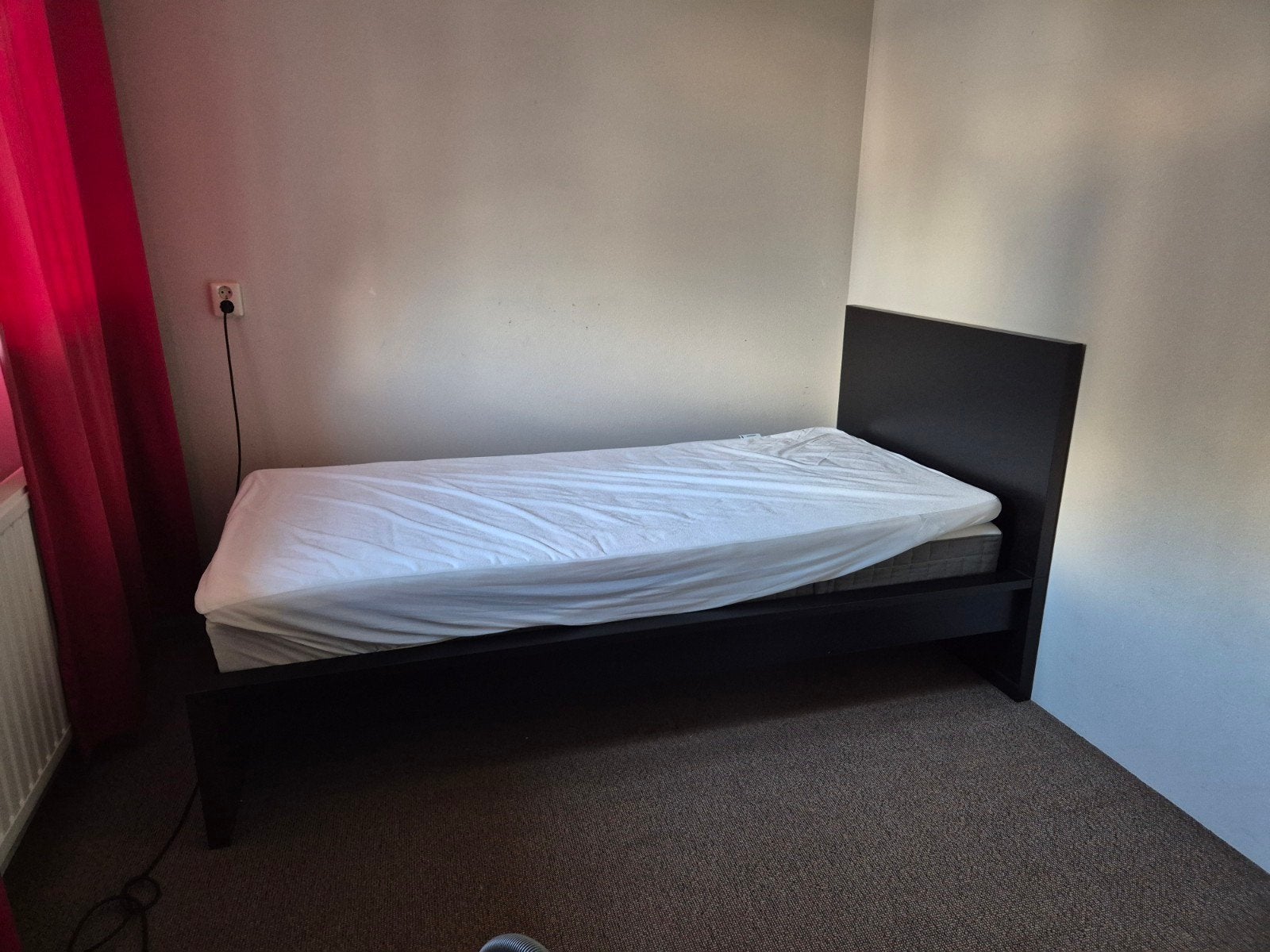 IKEA MALM eenpersoonsbed zwartbruin met lades, Ophalen, 90 cm, Eenpersoons, Zwart