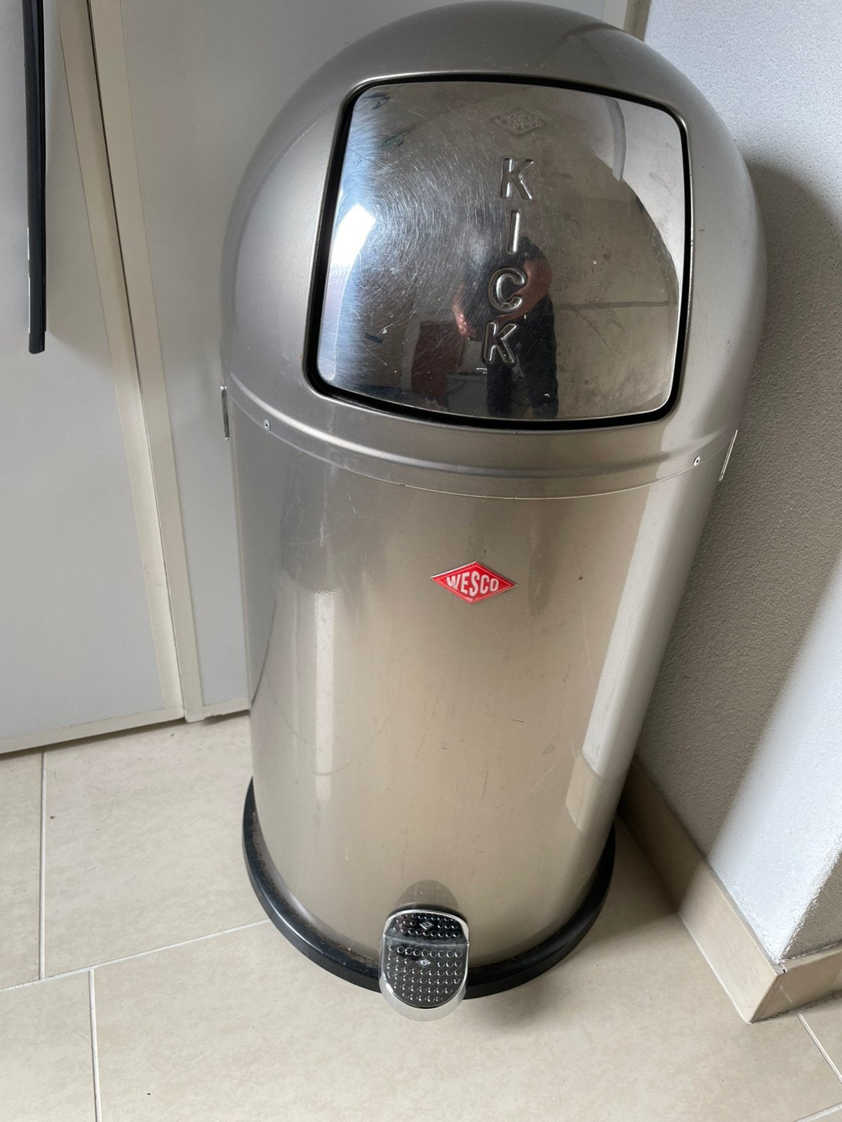 Wesco prullenbak 50 liter, 40 liter of meer, Ophalen, Gebruikt, Rvs