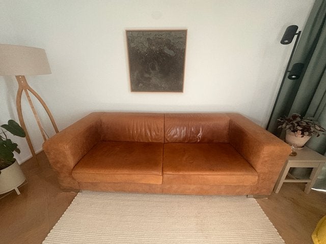 Leren 3-zitsbank van L'Ancora Collection (Het Anker), Ophalen, Gebruikt, Driepersoons, 75 tot 100 cm