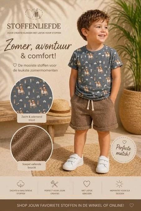 Stenzo combinatie tricot + boucle, Hobby en Vrije tijd, Stoffen en Lappen, 120 cm of meer, Nieuw, Ophalen of Verzenden, Katoen