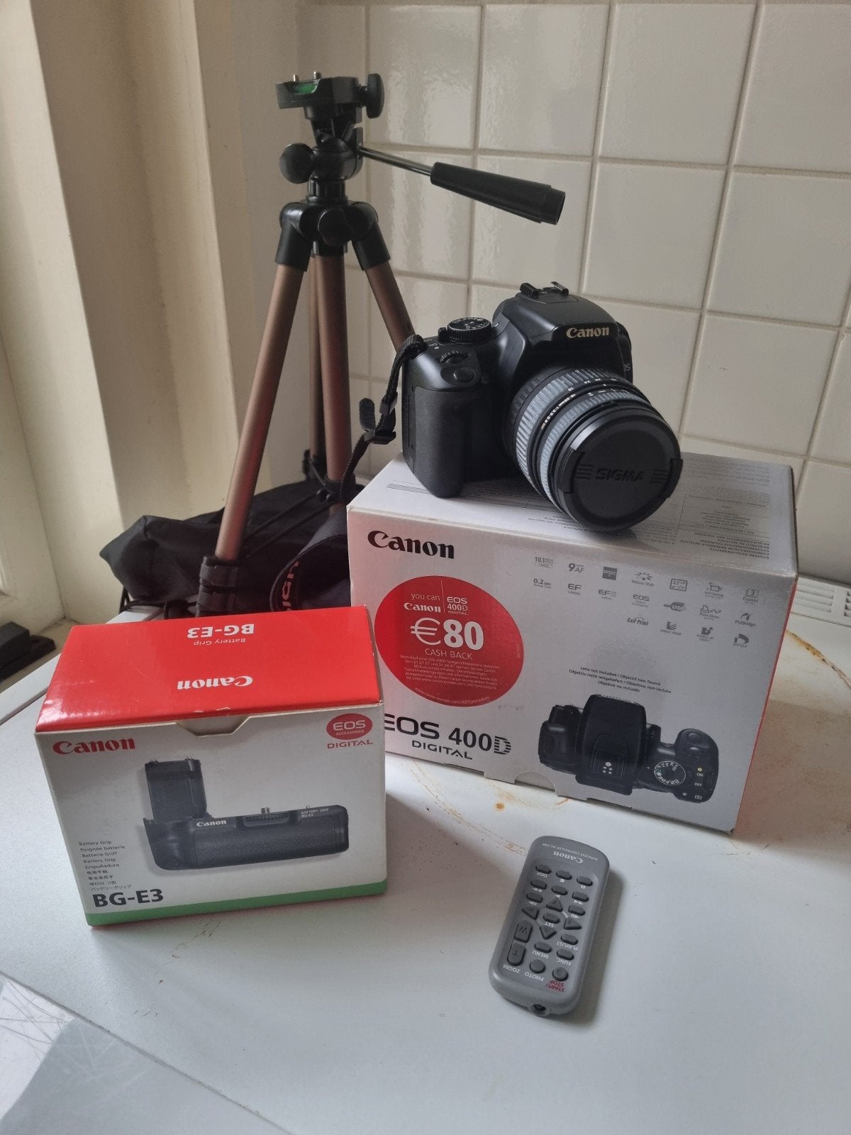 Canon EOS 400D Spiegelreflexcamera met accessoires, Audio, Tv en Foto, Fotocamera's Digitaal, Gebruikt, Spiegelreflex, Canon, Geheugenkaart