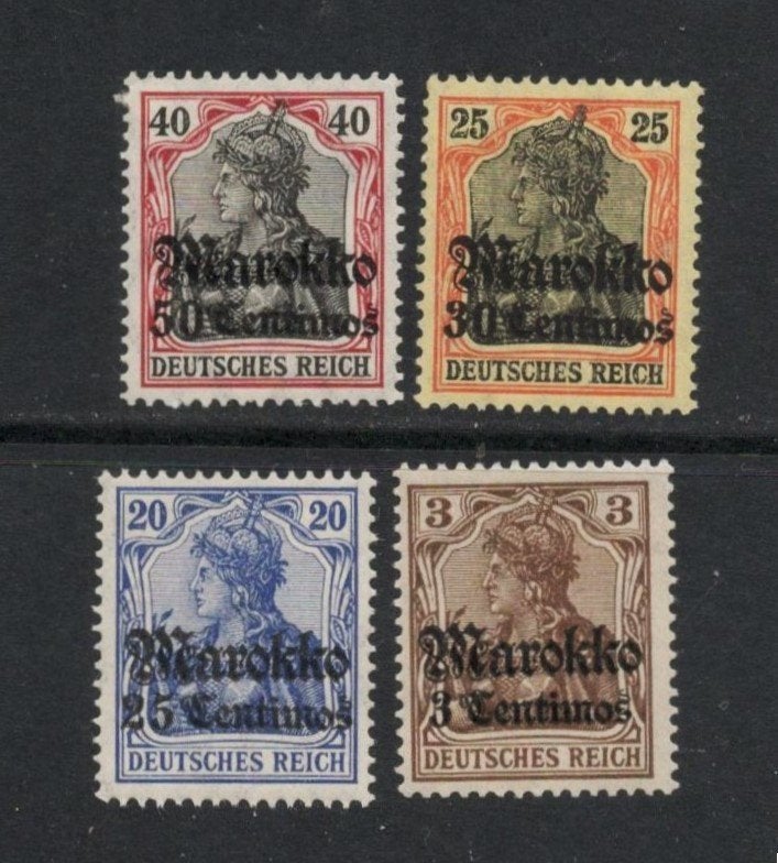 1911 4-wd DUITSE MAROKKO-kantoren Spaanse-valuta, Ophalen of Verzenden, Marokko, Postfris
