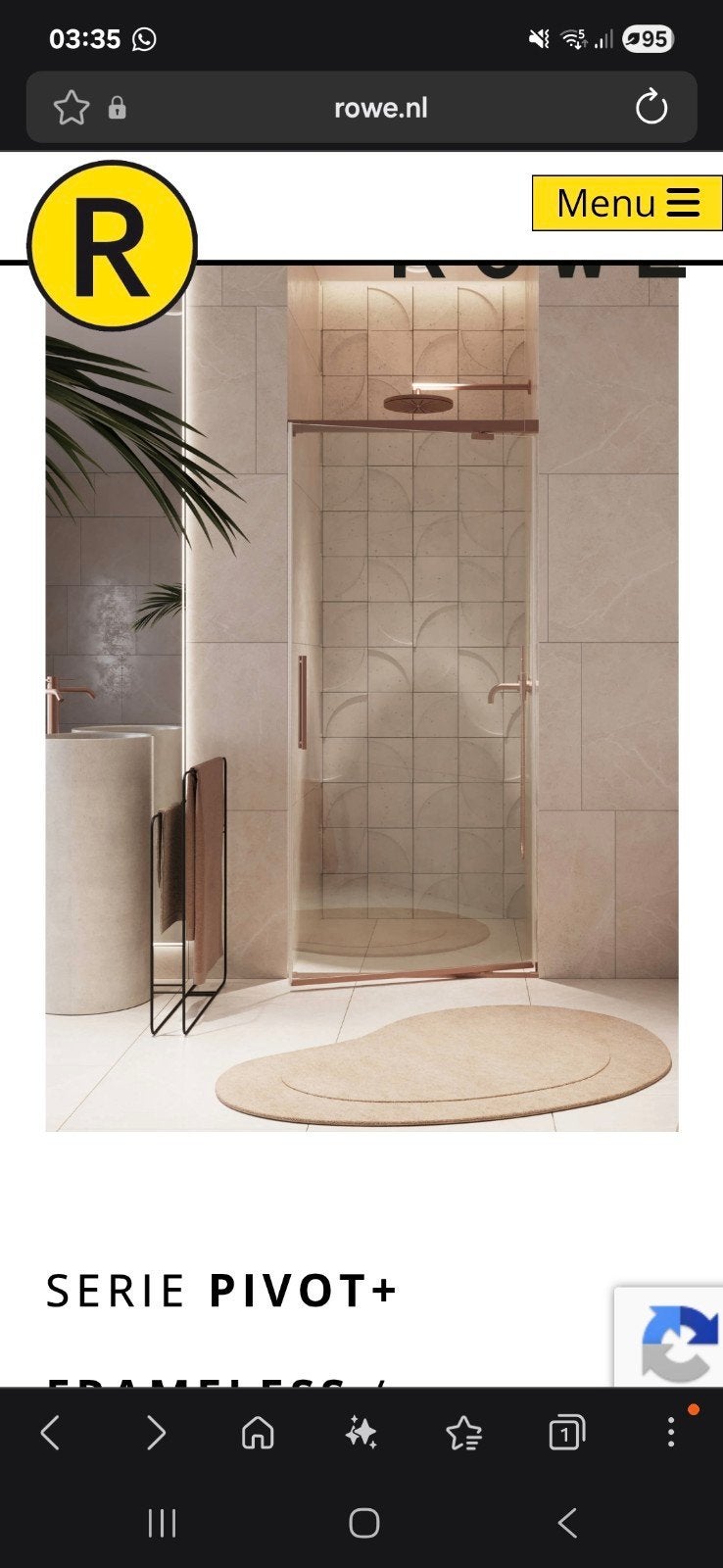 Frameless Pivot+ douchedeur met hydraulische scharnieren, Ophalen, Nieuw, Glas, Douche
