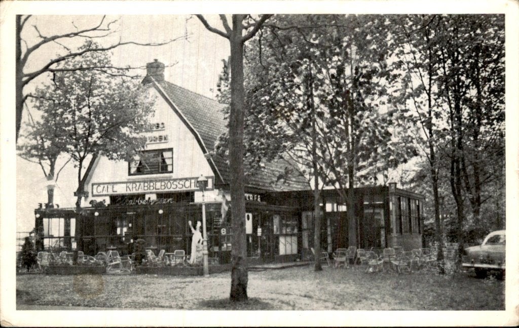 Rijsbergen - Café De Krabbebossen - Gevel, Verzamelen, Ophalen of Verzenden, 1940 tot 1960, Gelopen, Noord-Brabant