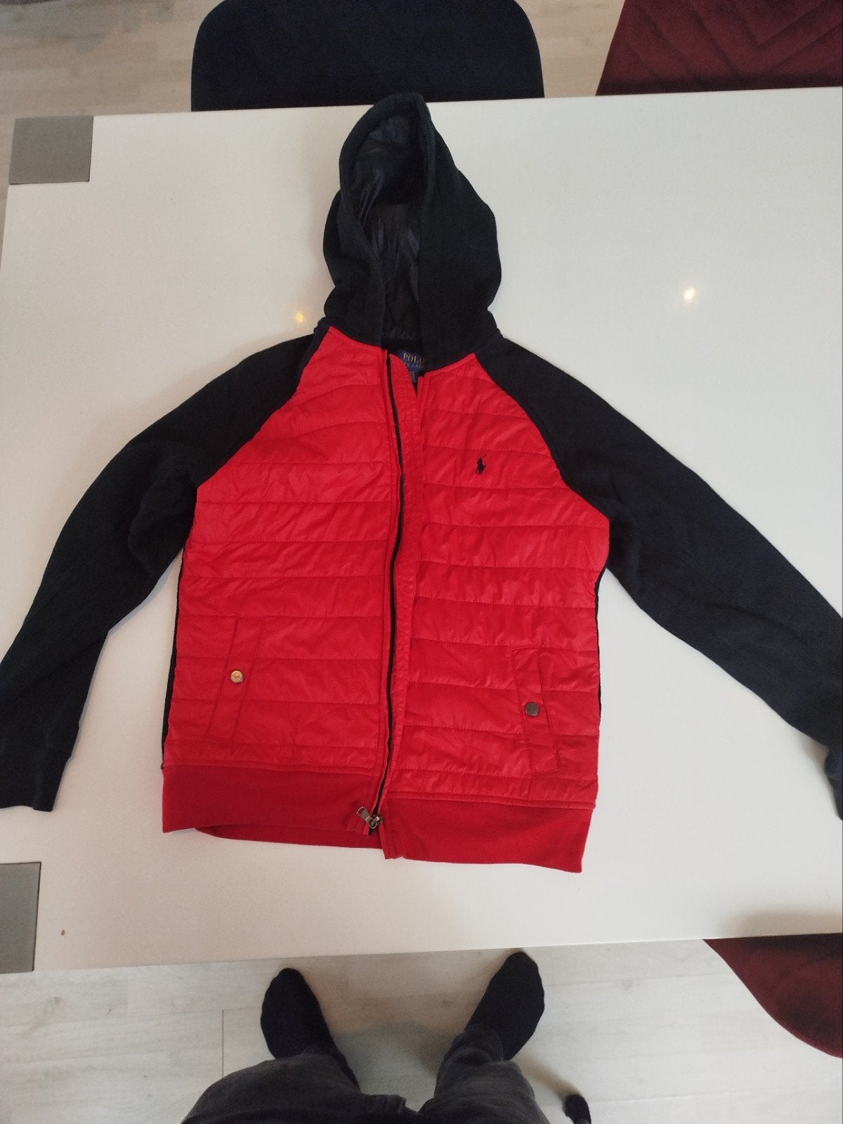 Polo Ralph Lauren Hybride Vest / Jas Rood Zwart - Maat L (14, Trui of Vest, Ophalen of Verzenden, Zo goed als nieuw, Polo Ralph Lauren