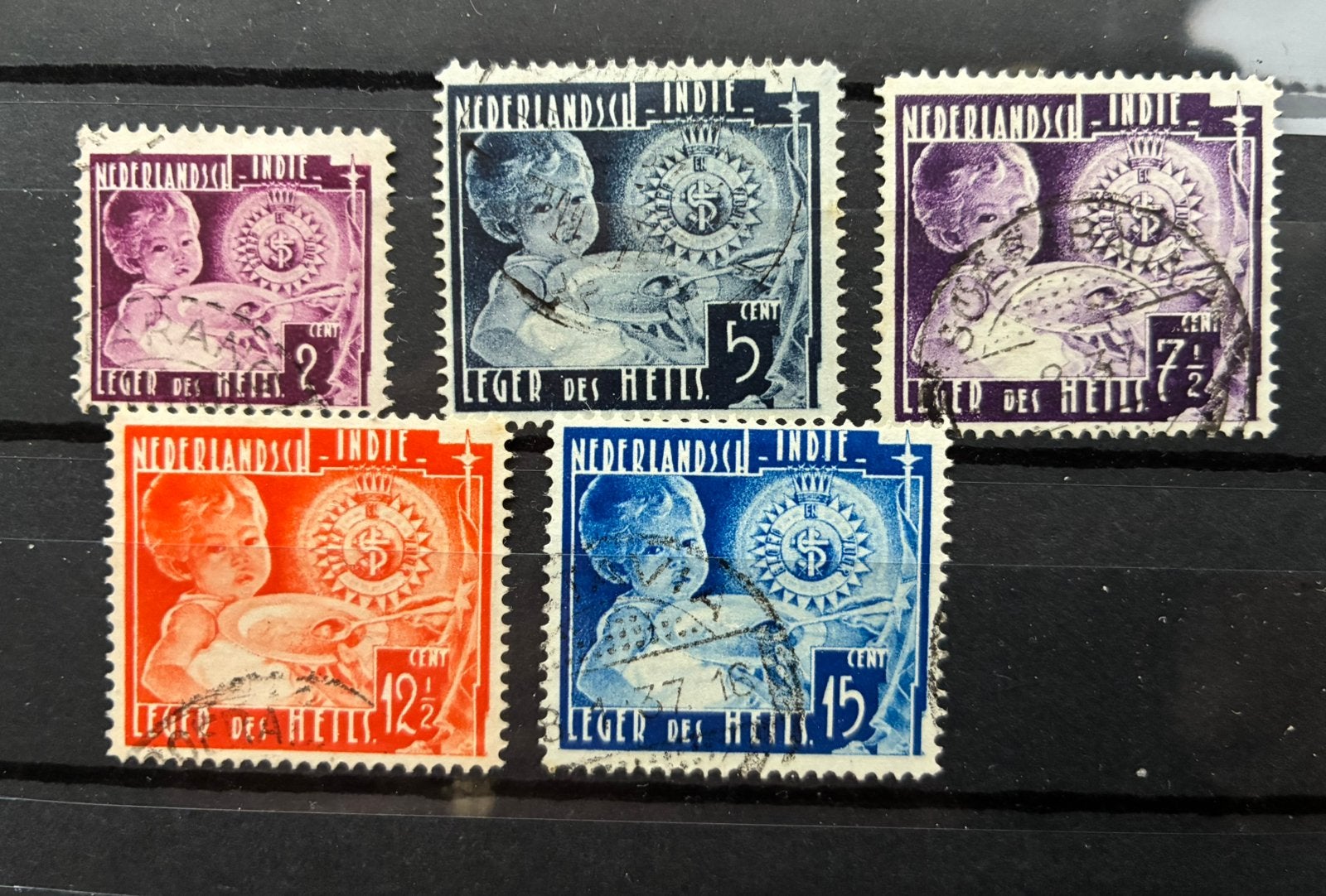 Nederlands Indië nr. 221 t/m 225 gestempeld, Verzenden, Gestempeld, Nederlands-Indië