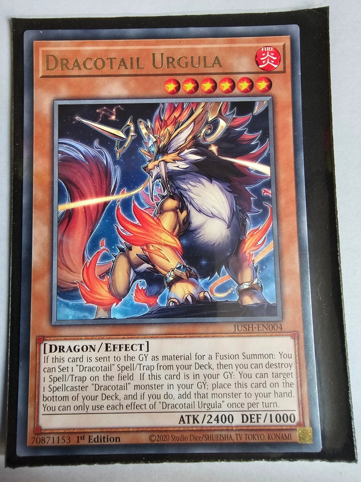 Yu-Gi-Oh! Dracotail Urgula 1st Edition JUSH-EN004, Verzenden, Zo goed als nieuw, Losse kaart