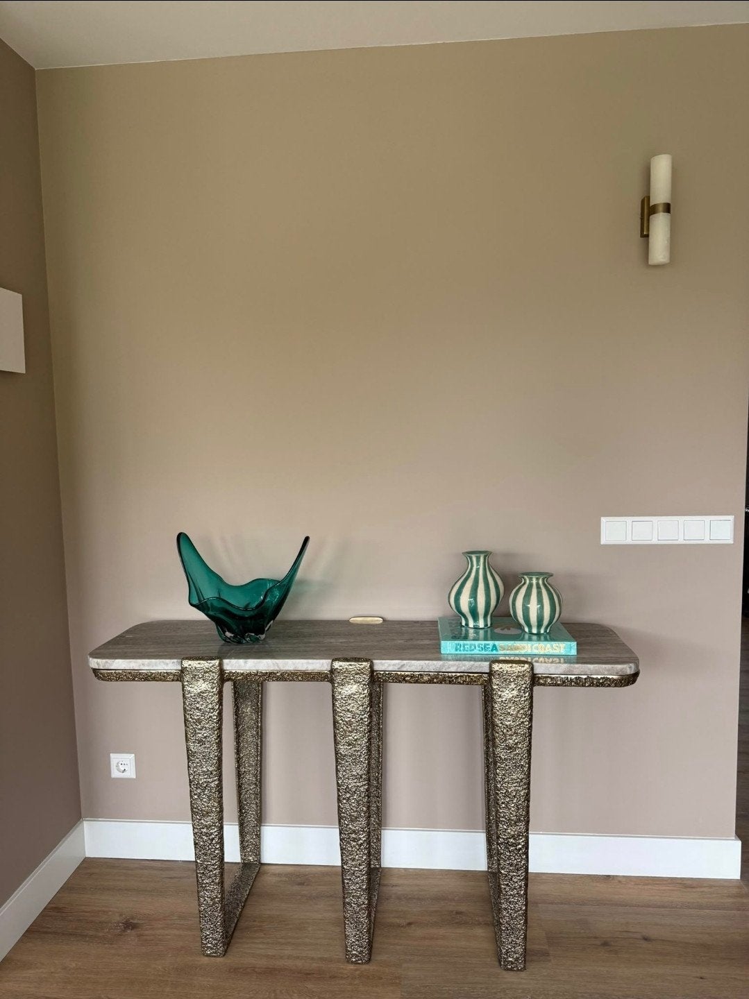 Eichholtz Orinda Console Tafel Antiek Messing, Ophalen, 100 tot 150 cm, Antiek, Luxe, Modern, 150 tot 200 cm