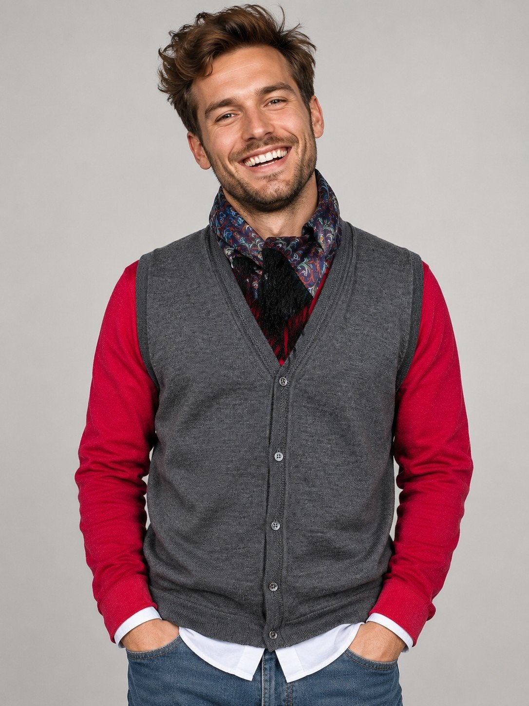 Roy Robson Slip-over / Vest Maat 50 – Nieuw nu €39,95, Nieuw, Grijs, Roy Robson, Verzenden