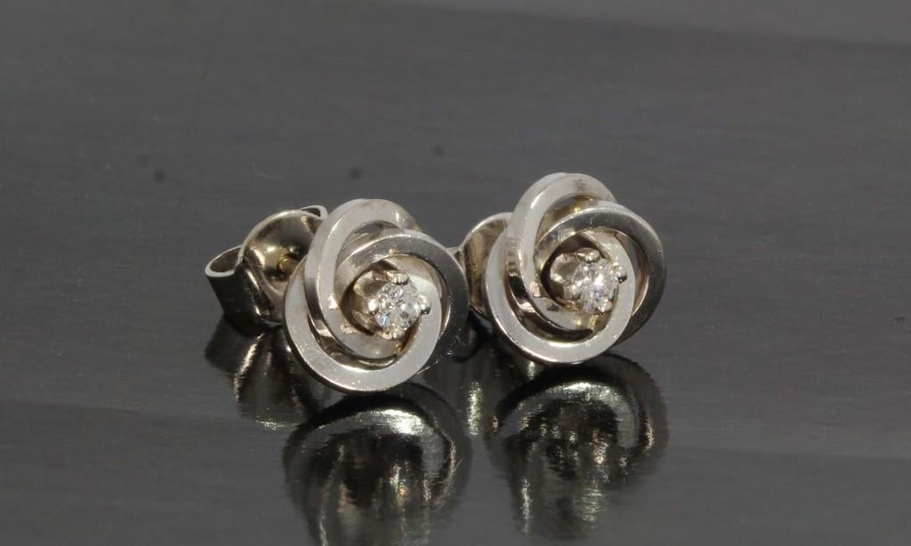 Diamant solitair 14k gouden set dames oorbellen briljant, Voordeelsieraden, Verzenden, Zo goed als nieuw, Met edelsteen