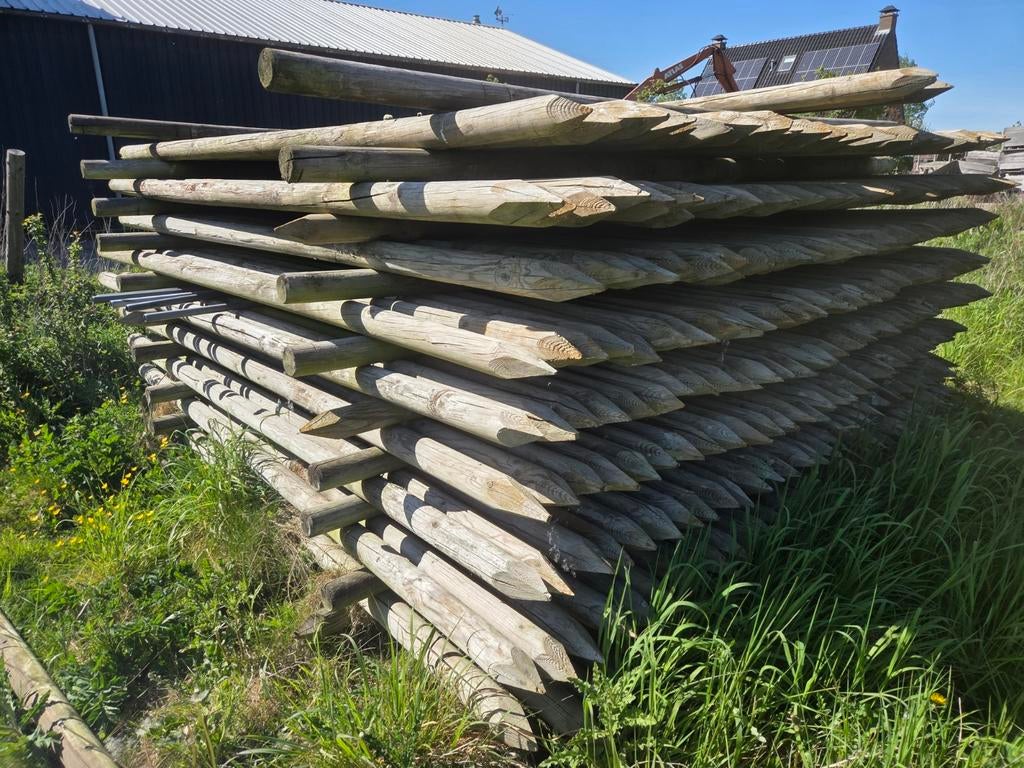 houten palen met punt - 3.50m lang, Tuin en Terras, Ophalen