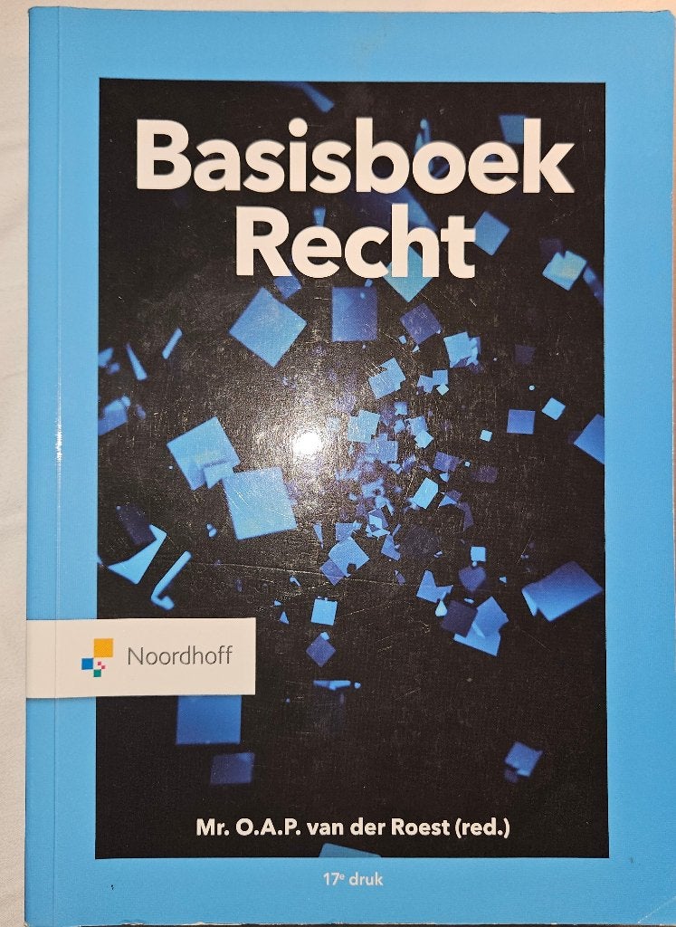 Basisboek Recht 17e druk ISBN Basisboek Recht 9789001747640, Boeken, Zo goed als nieuw, Noordhoff Uitgevers, Alpha, HBO