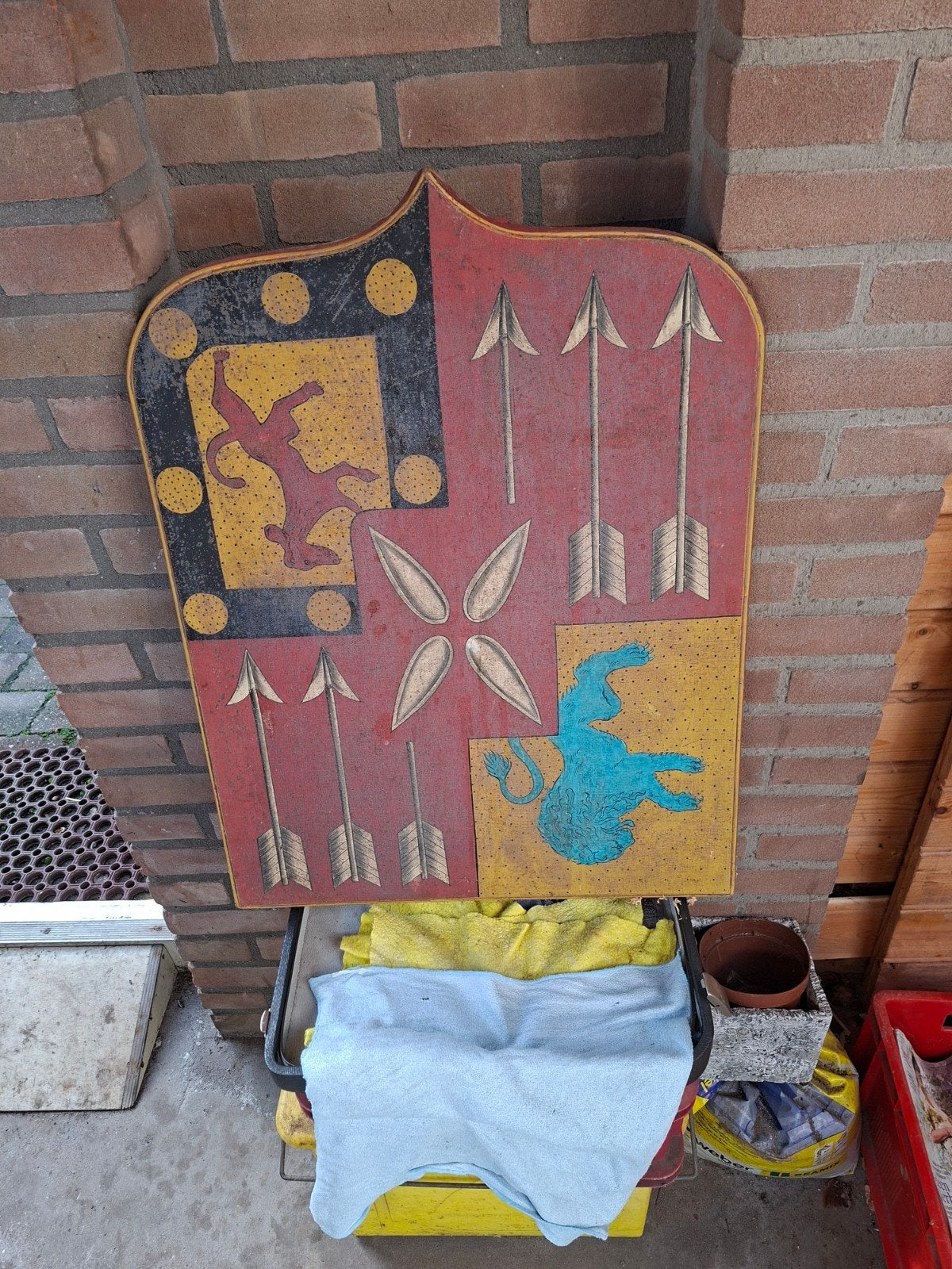 Decoratief Houten Schild met Wapenschild, Ophalen of Verzenden