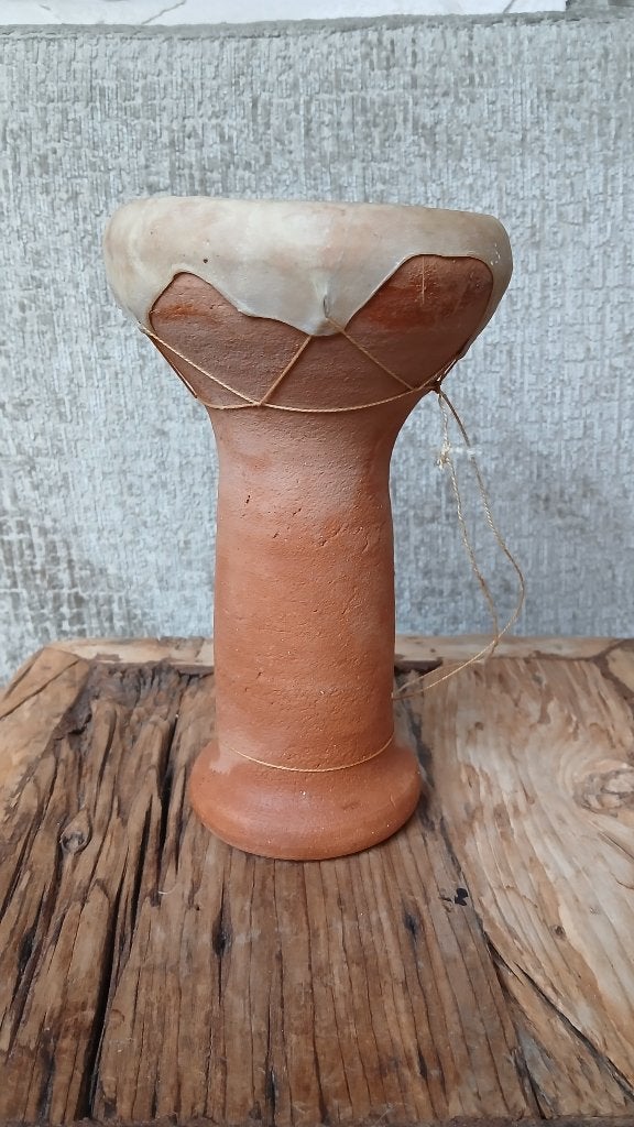 Marokkaanse Taarija-trommel Terracotta H 22 cm, Muziek en Instrumenten, Percussie, Ophalen of Verzenden, Zo goed als nieuw, Trommel