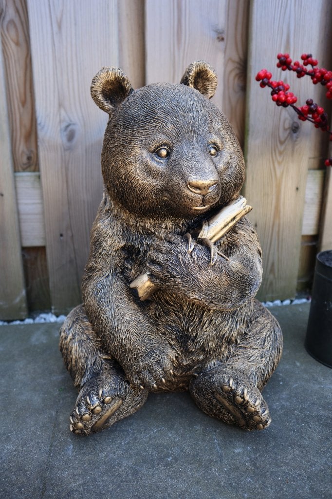 Panda beeld goud 40 cm | tuinbeeld & woondecoratie, Dierenbeeld, Kunststof, -, -