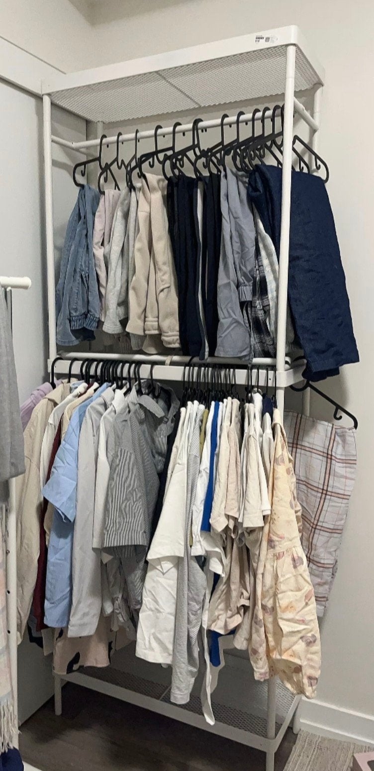 IKEA MACKAPÄR kapstok in wit, Ophalen, Met plank(en), Modern, functioneel, 200 cm of meer