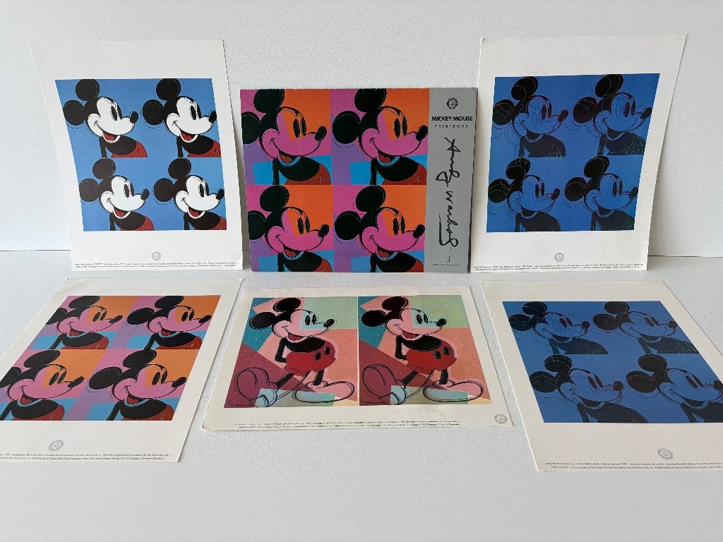 Andy Warhol Mickey Mouse Printbook 1994 – 5 Officiële Prints, Gelezen, Fotografie algemeen, Andy Warhol, Ophalen of Verzenden